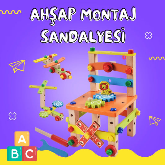 Eğitici Ahşap Montaj Sandalyesi Çok Fonksiyonlu - Montessori Genom - #montessorigenomtr# - montessoritr - montessori