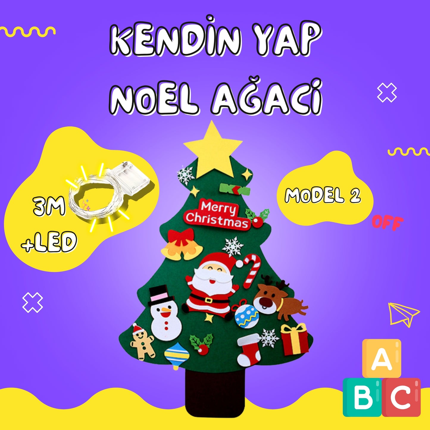 Eğitici Kendin Yap Işıklı Yılbaşı ve Noel Ağacı