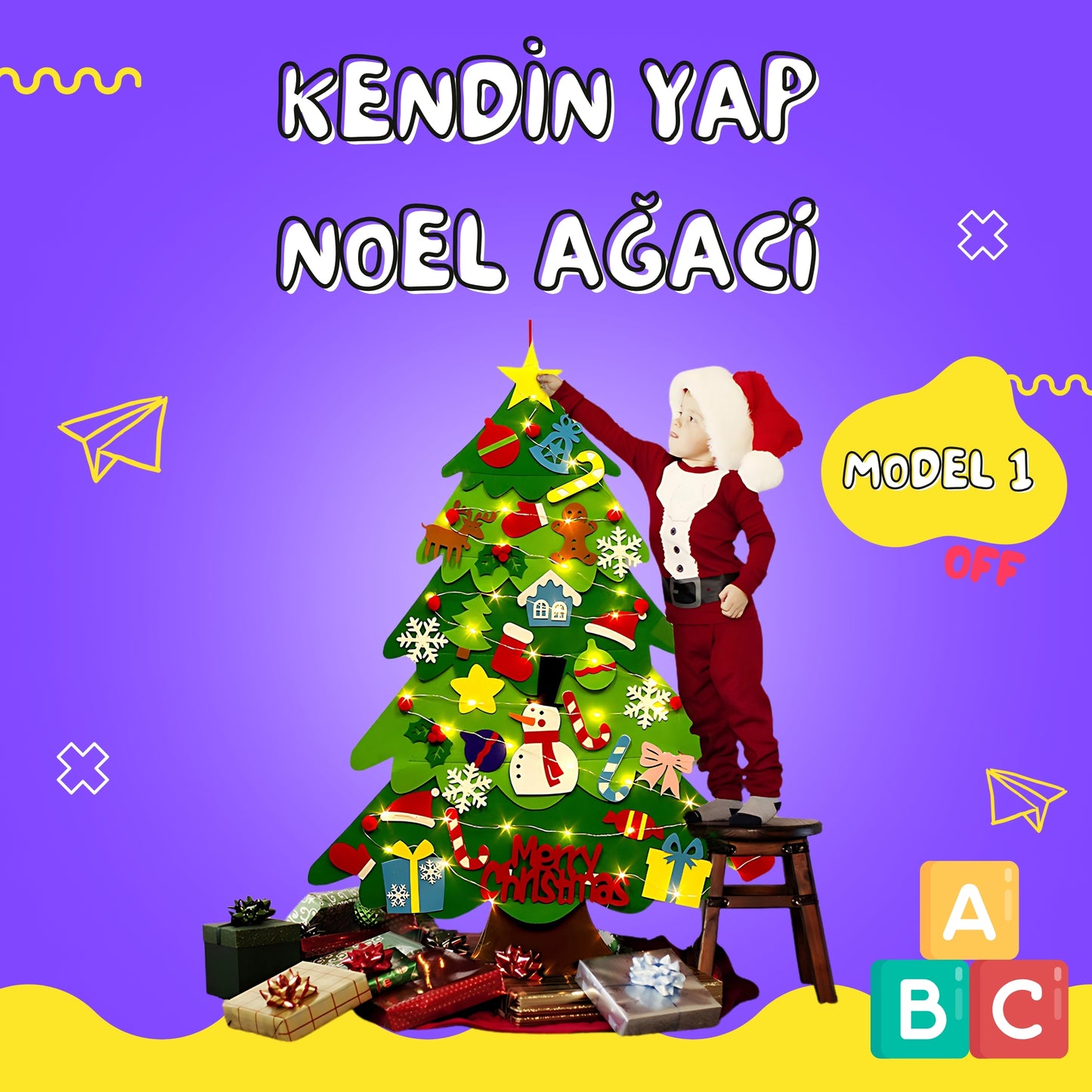 Eğitici Kendin Yap Işıklı Yılbaşı ve Noel Ağacı